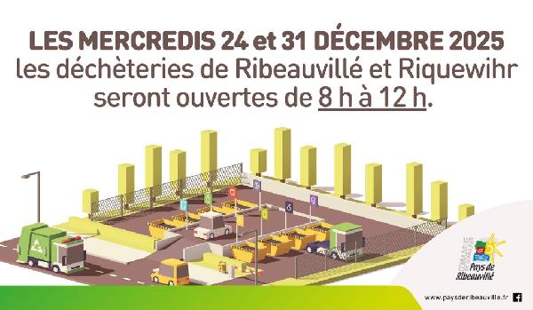 HORAIRES DÉCHÈTERIE 24 ET 31 DÉCEMBRE 2025