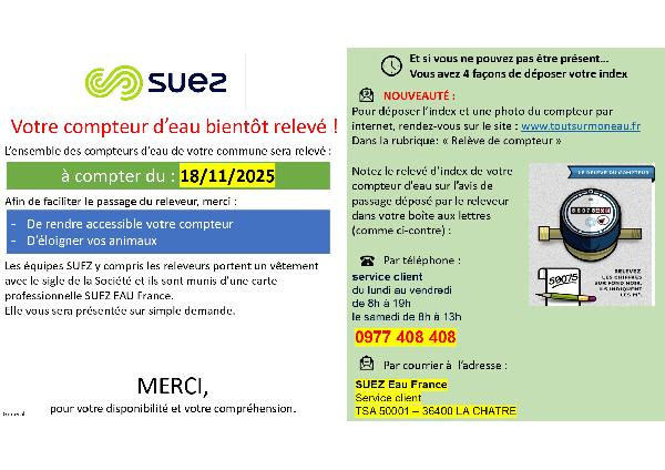 Relevé des compteurs d'eau